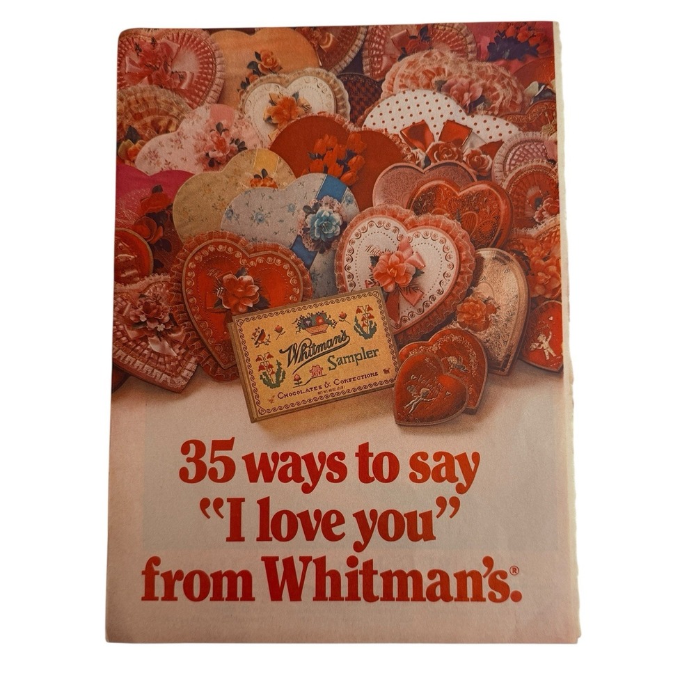 1980 Whitman's Chocolates Vintage Print Ad Box Sampler Magazine Advertisement‎